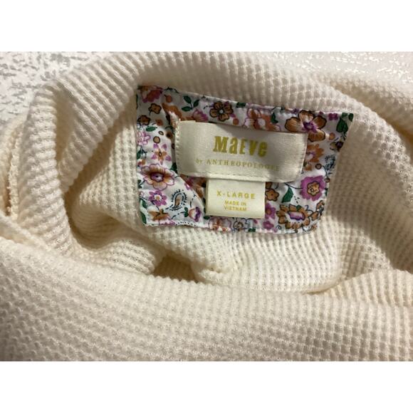 Maeve by Anthropologie cream waffle knit cowl neck size XL - Picture 6 of 9